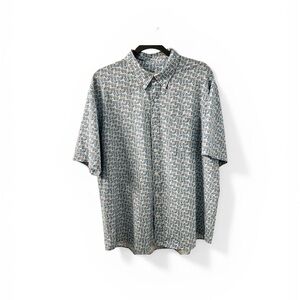 HUK Kona Dolphin Cocktail Print Button Up Short Sleeve Shirt XL